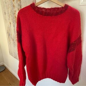 Oops Grandma’s Handmade Mohair Red Sweater